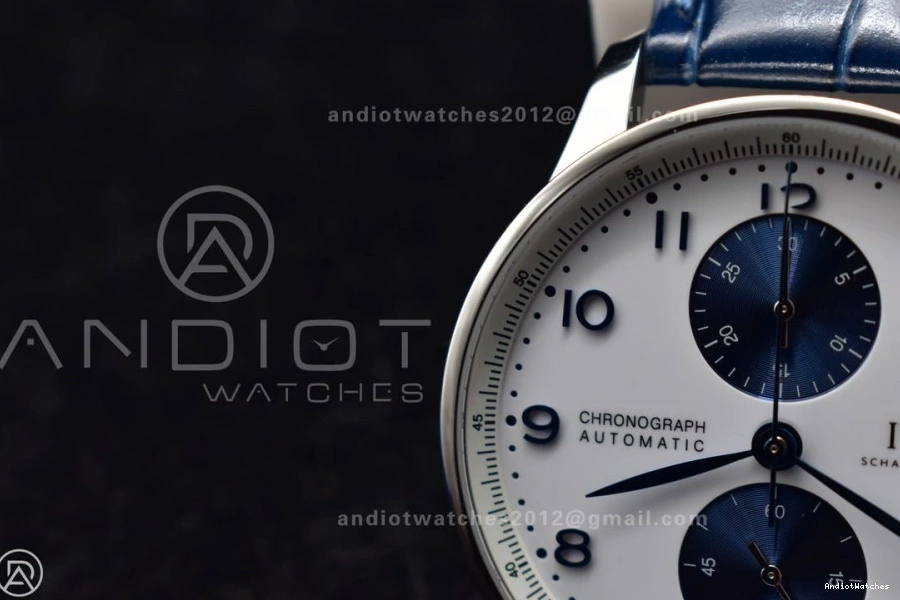 SmartChoice IW371620 White Blue A Blue Edition 1:1 ZF Portuguese Leather Dial on Chrono 1019 Strap Best 1224